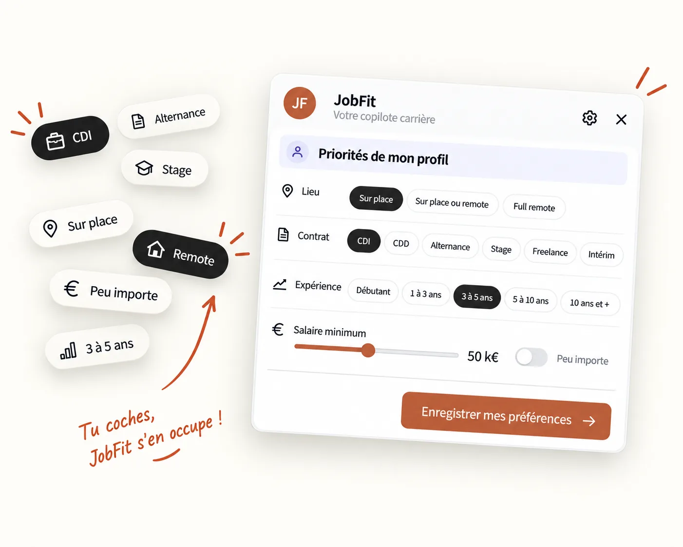 Réglage des critères du profil JobFit